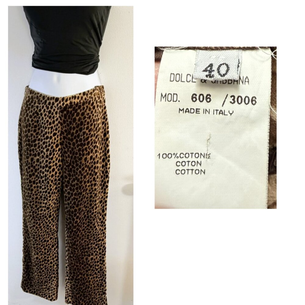 Dolce & Gabbana Vintage mid 90's Velvet Leopard pants Sz S MOD. 606 / 3006